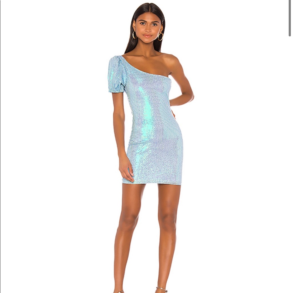 Revolve Honey One Shoulder Dress in Blue